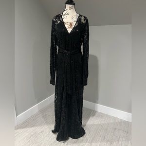 NWT ALEXIS BARBARA Black Biata Beaded Gown Size Medium.